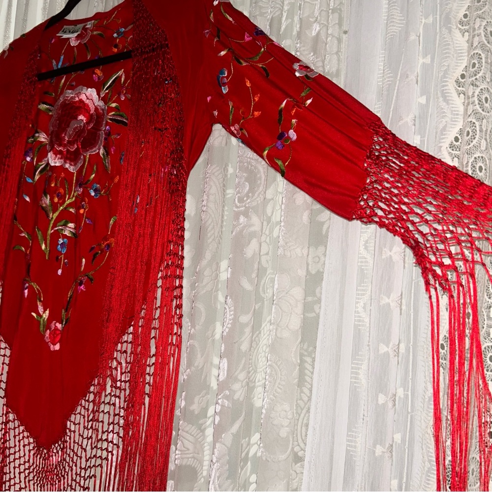 Silk Embroidered Fringe Kimono